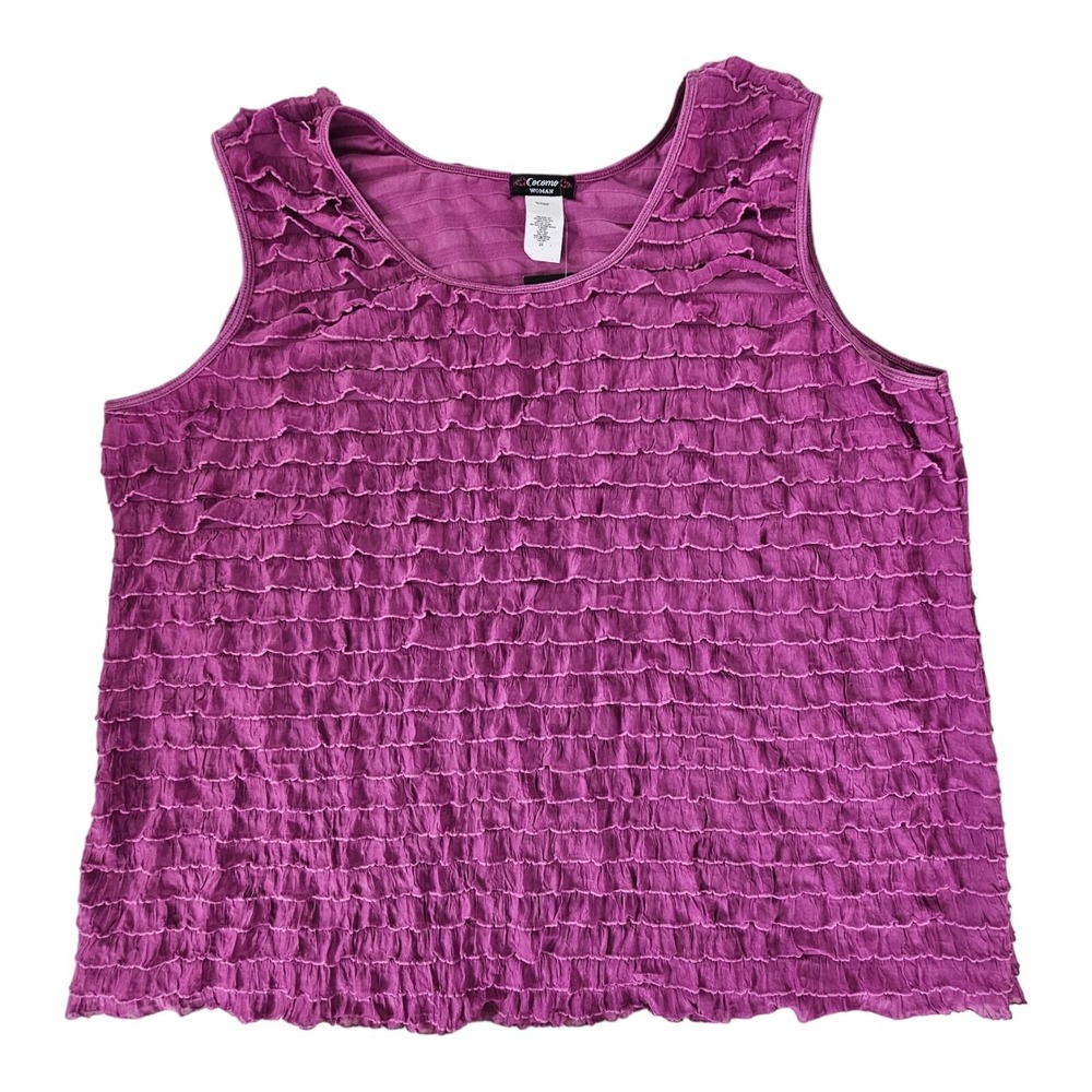 Cocomo Women's Plus Size 2X Sleeveless Tiered Ruffle Blouse Top Purple